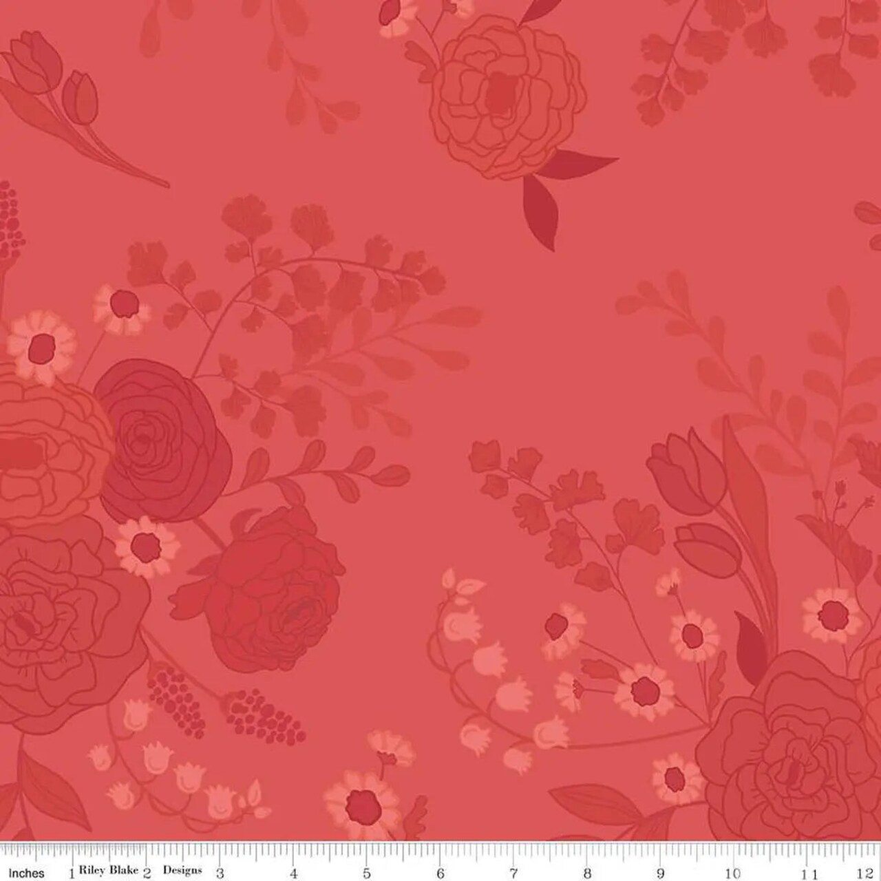 First Blooms Tonal Floral Berry Cotton Wideback Fabric per yard